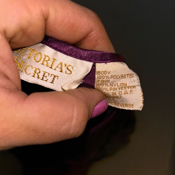 Victorias Secret Gold Label Camisole Nightgown Size M Purple Maxi Lace Sexy Slit - Picture 8 of 10